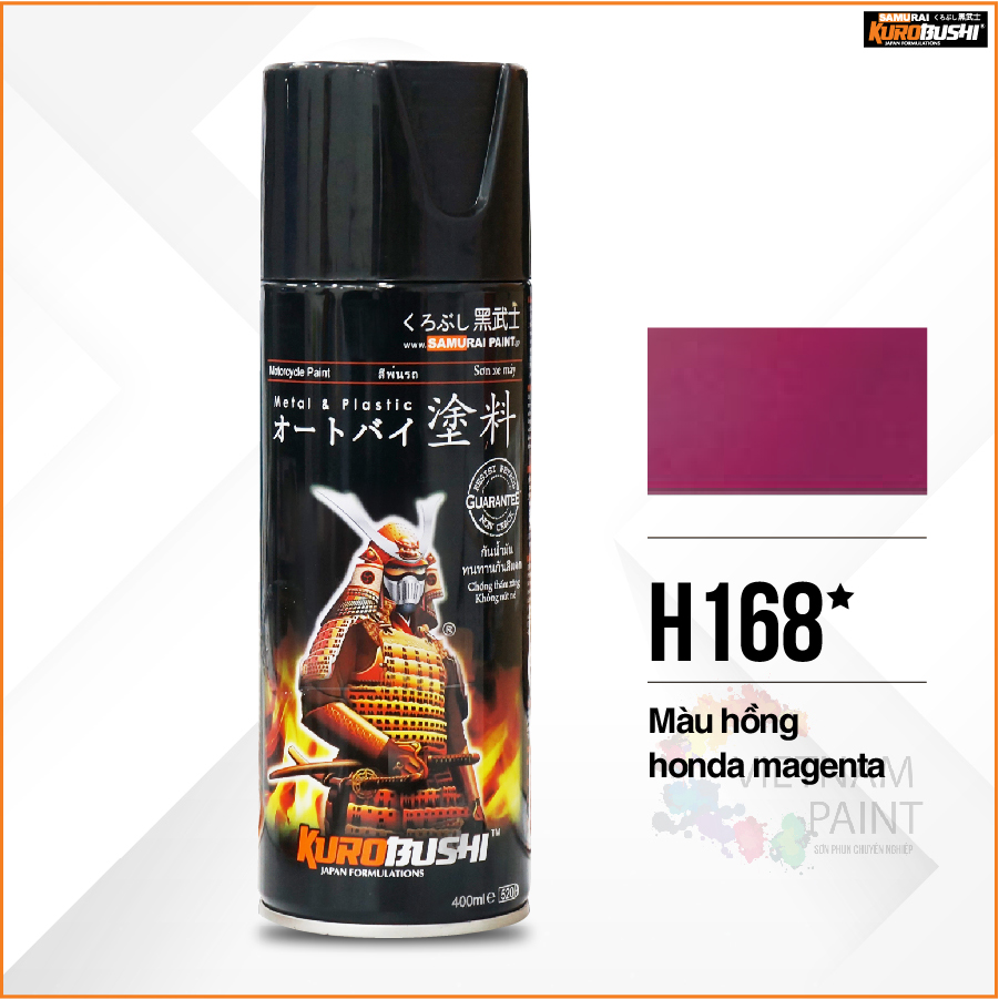 Sơn xịt Samurai Kurobushi - màu hồng honda magenta H168 (400 ml)