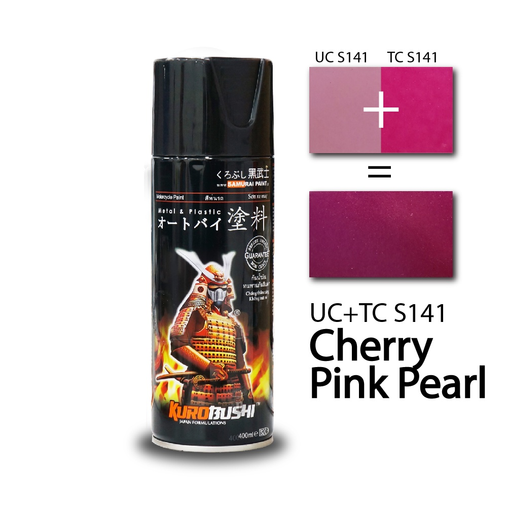 COMBO Sơn Samurai màu hồng CHERRY Suzuki UC+ TC S141 gồm 4 chai đủ quy trình (Lót - Nền UCS141- Màu TCS141  - Bóng)