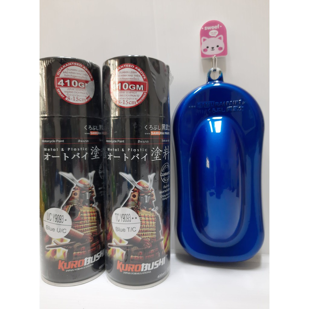 COMBO Sơn Samurai màu xanh da trời UC+ TCY9093 gồm 4 chai đủ quy trình (Lót  – Nền UCY9093- Màu TCY9093 - Bóng )