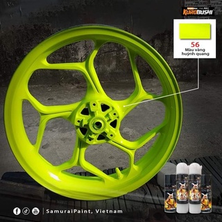 COMBO Sơn Samurai màu vàng huỳnh quang 56 gồm 4 chai đủ quy trình  (Lót– Nền UC1002- Màu 56 - Bóng )