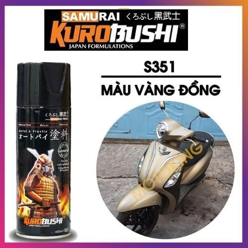 COMBO Sơn Samurai màu vàng đồng S351 gồm 4 chai đủ quy trình độ bền cao (Lót  – Nền 124 - Màu S351 - Bóng )