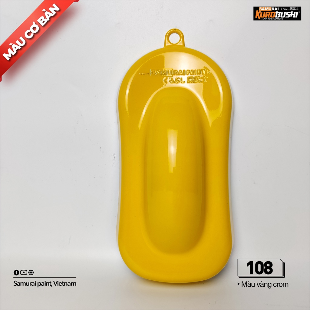 COMBO Sơn Samurai màu vàng Crôm 108 gồm 4 chai đủ quy trình độ bền cao (Lót – Nền 102 - Màu 108 - Bóng )