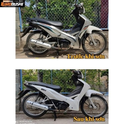 COMBO Sơn Samurai màu trắng mờ F2 gồm 3 chai đủ quy trình độ bền cao (Lót  – Nền trắng mờ F2 - Bóng mờ 128A)