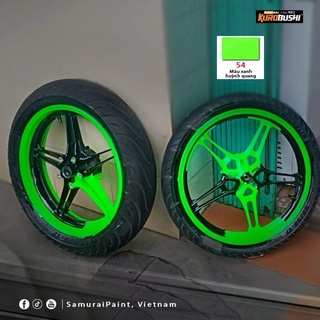 COMBO Sơn Samurai màu xanh lá huỳnh quang 54 gồm 4 chai đủ quy trình  (Lót – Nền UC1002- Màu 54 - Bóng )