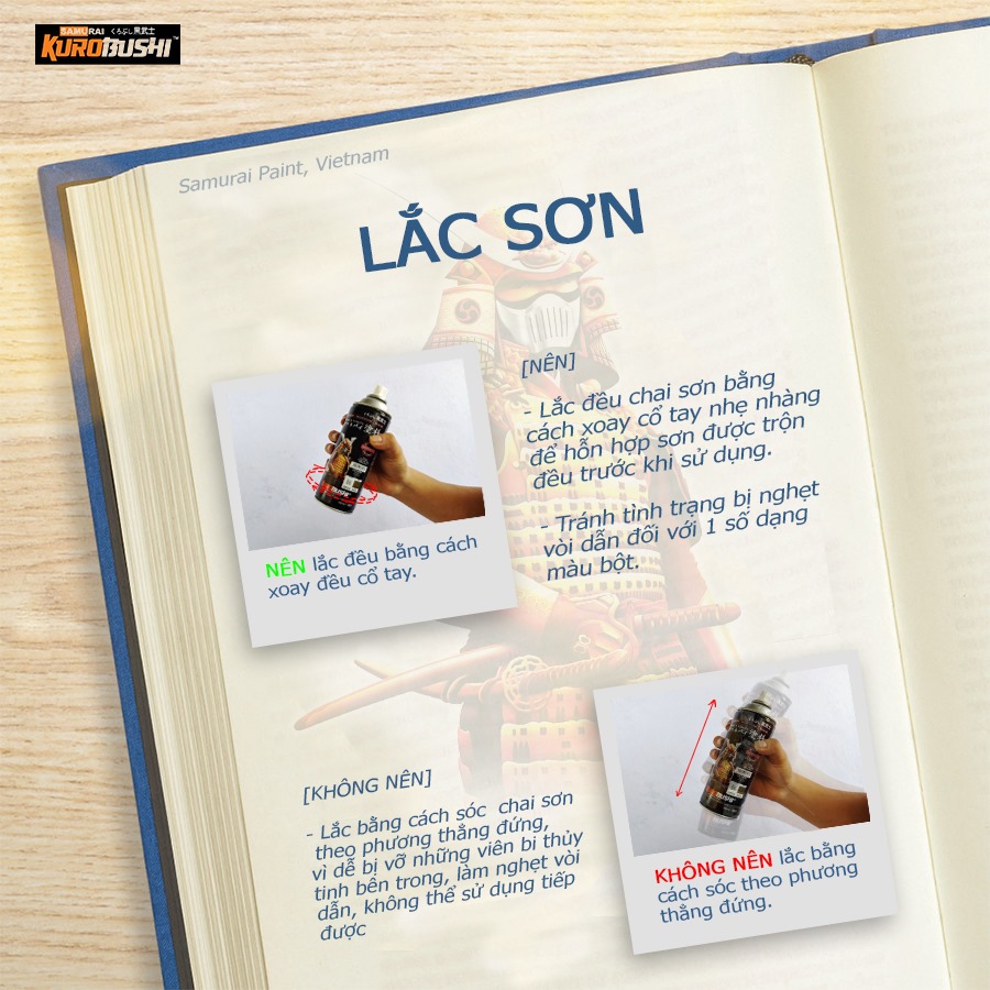 COMBO Sơn Samurai màu 1108 gồm 4 chai đủ quy trình độ bền cao (Lót  – Nền 124 - Màu 1108 - Bóng )