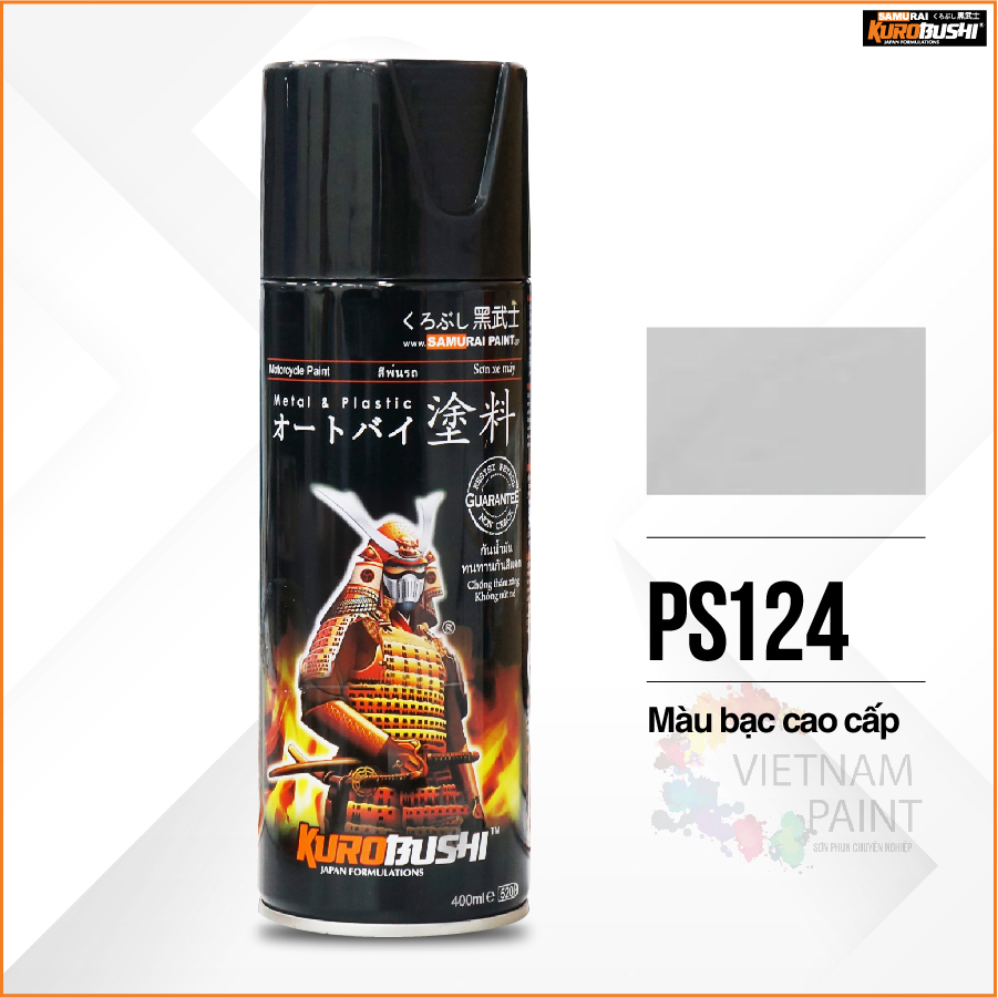COMBO Sơn Samurai MÀU BẠC CAO CẤP PS124 gồm 3 chai đủ quy trình độ bền cao (Lót  – màu bạc PS124 - Bóng )
