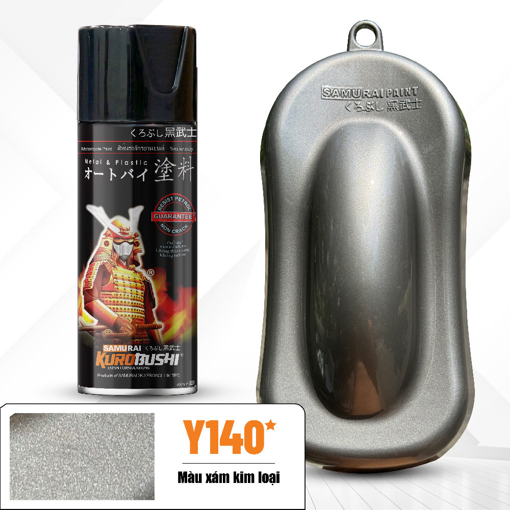 Sơn xịt Samurai Kurobushi - MÀU XÁM KIM LOẠI Y140* (400ml)