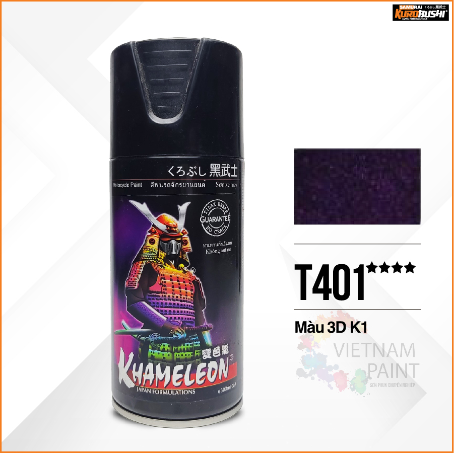 COMBO Sơn Samurai màu 3D T401 gồm 4 chai đủ quy trình sang xịn mịn (Lót - Nền 109A - Màu T401  - Bóng)