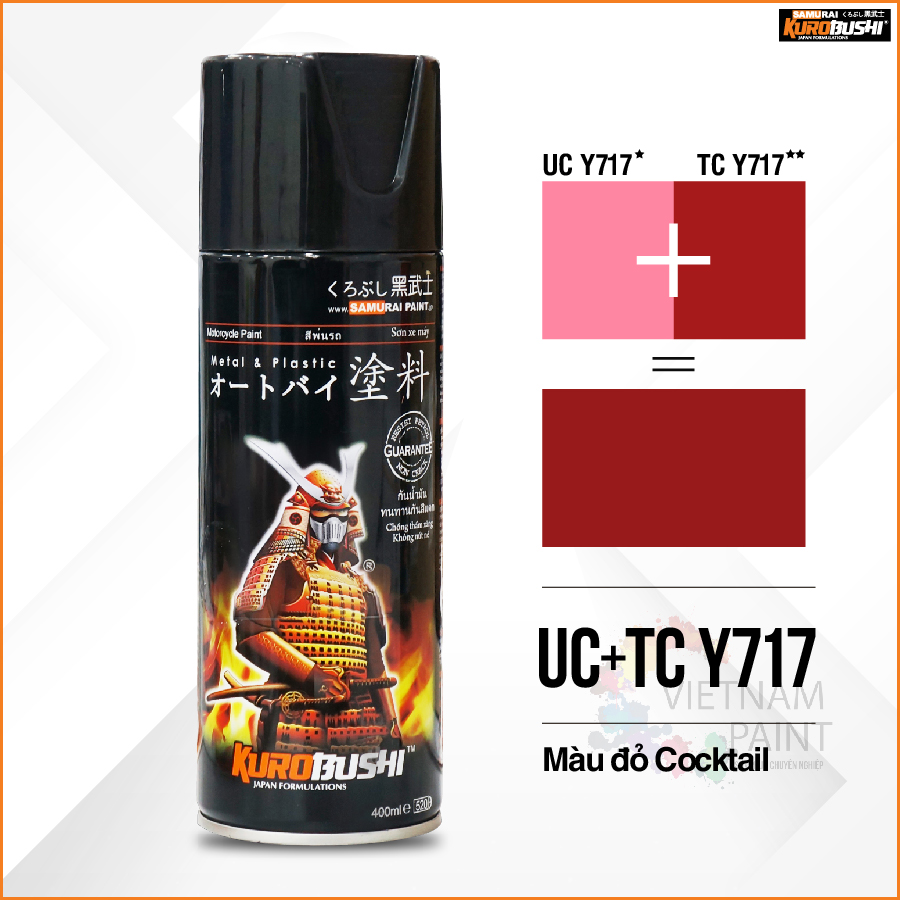Sơn xịt Samurai Kurobushi -  MÀU ĐỎ COCKTAIL Suzuki UC+TCY717 (400ml)