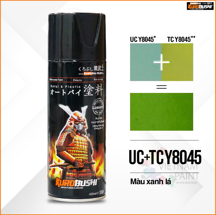 COMBO Sơn xịt Samurai Kurobushi - MÀU XANH LÁ Yamaha UC+ TCY8045 (400ml)