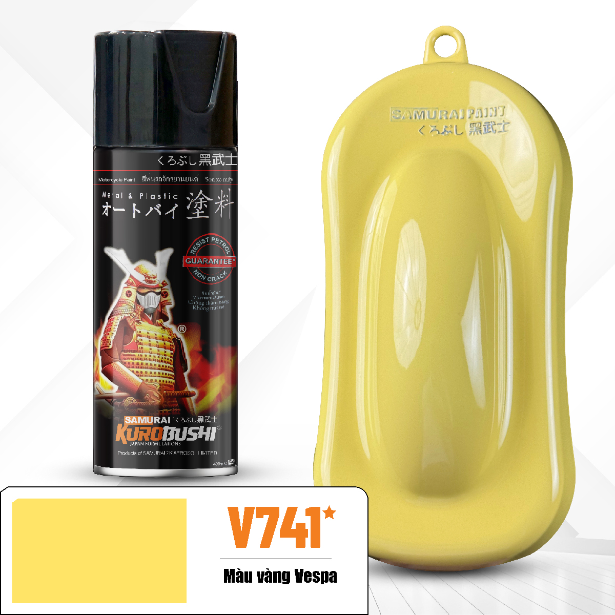 Sơn xịt Samurai Kurobushi - MÀU VÀNG VESPA V741* (400ml)