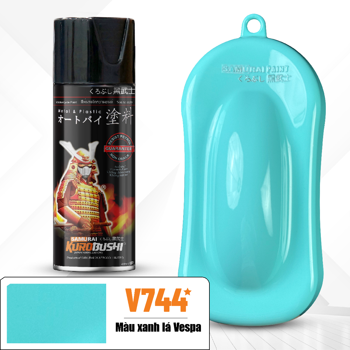 Sơn xịt Samurai Kurobushi - MÀU XANH LÁ VESPA V744* (400ml)