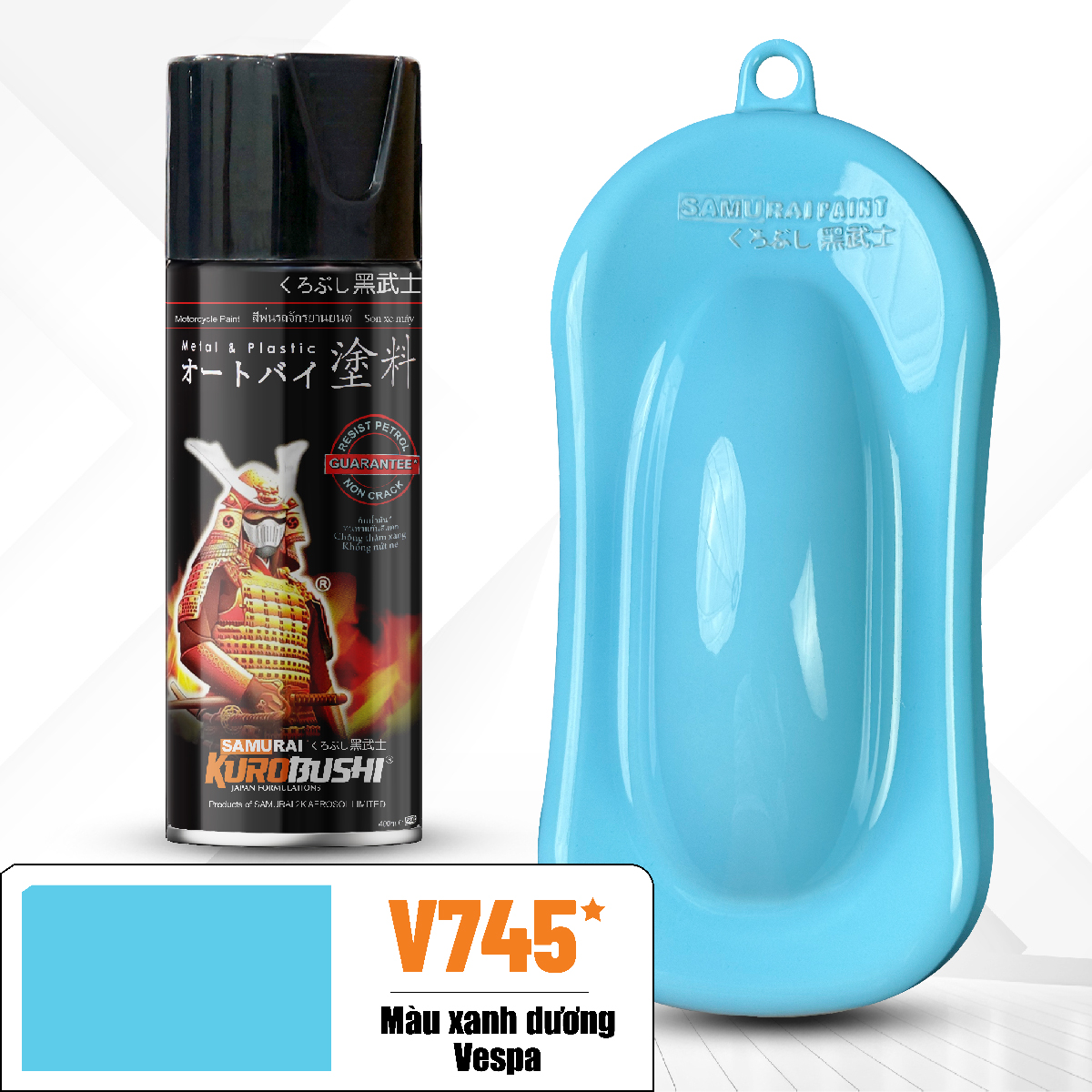 Sơn xịt Samurai Kurobushi - MÀU XANH DƯƠNG VESPA V745* (400ml)
