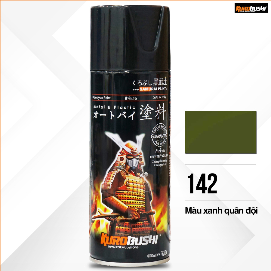COMBO Sơn SAMURAI màu 142 gồm 4 chai đủ quy trình độ bền cao (Lót  – Nền 102 - Màu 142 - Bóng )