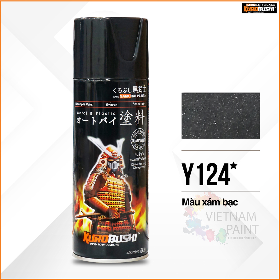 COMBO Sơn Samurai màu xám bạc Y124 gồm 3 chai đủ quy trình độ bền cao (Lót – màu Y124 - Bóng )