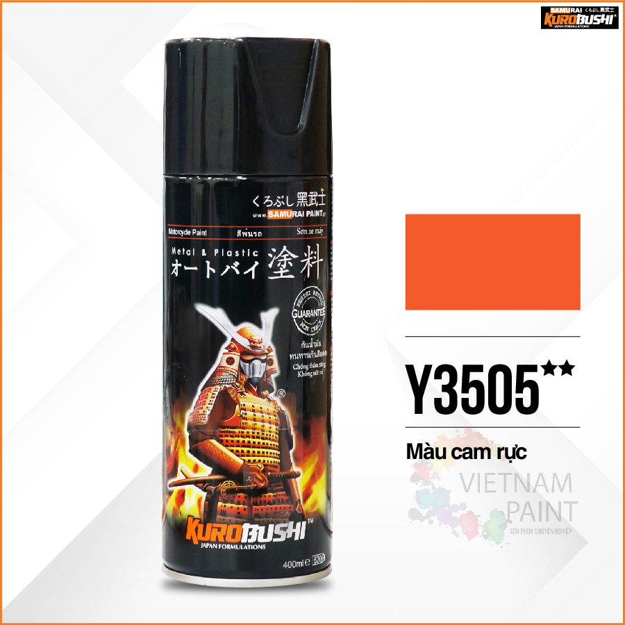 Sơn xịt Samurai Kurobushi - MÀU MÀU CAM RỰC Yamaha Y3505 (400ml)