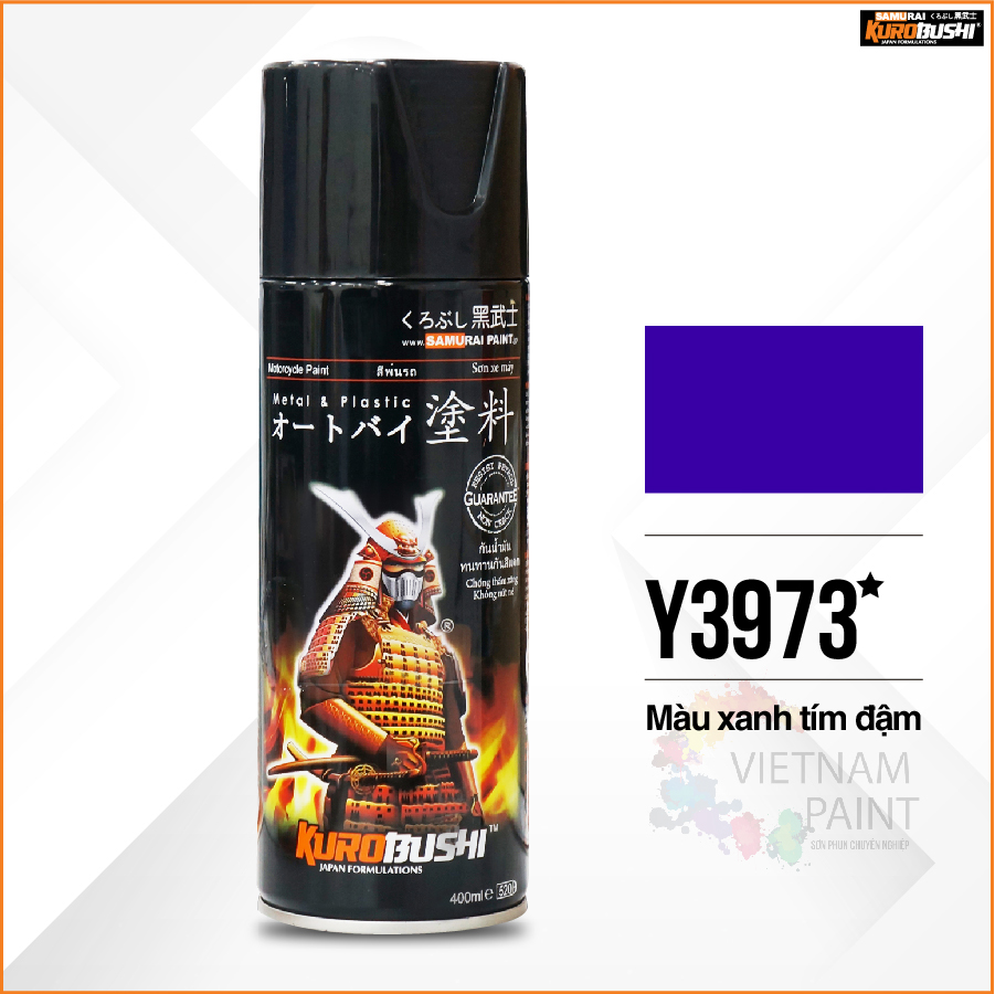 COMBO Sơn Samurai màu xanh GP Y3973 gồm 4 chai đủ quy trình độ bền cao  (Lót  – Nền 124 - Màu Y3973 - Bóng )