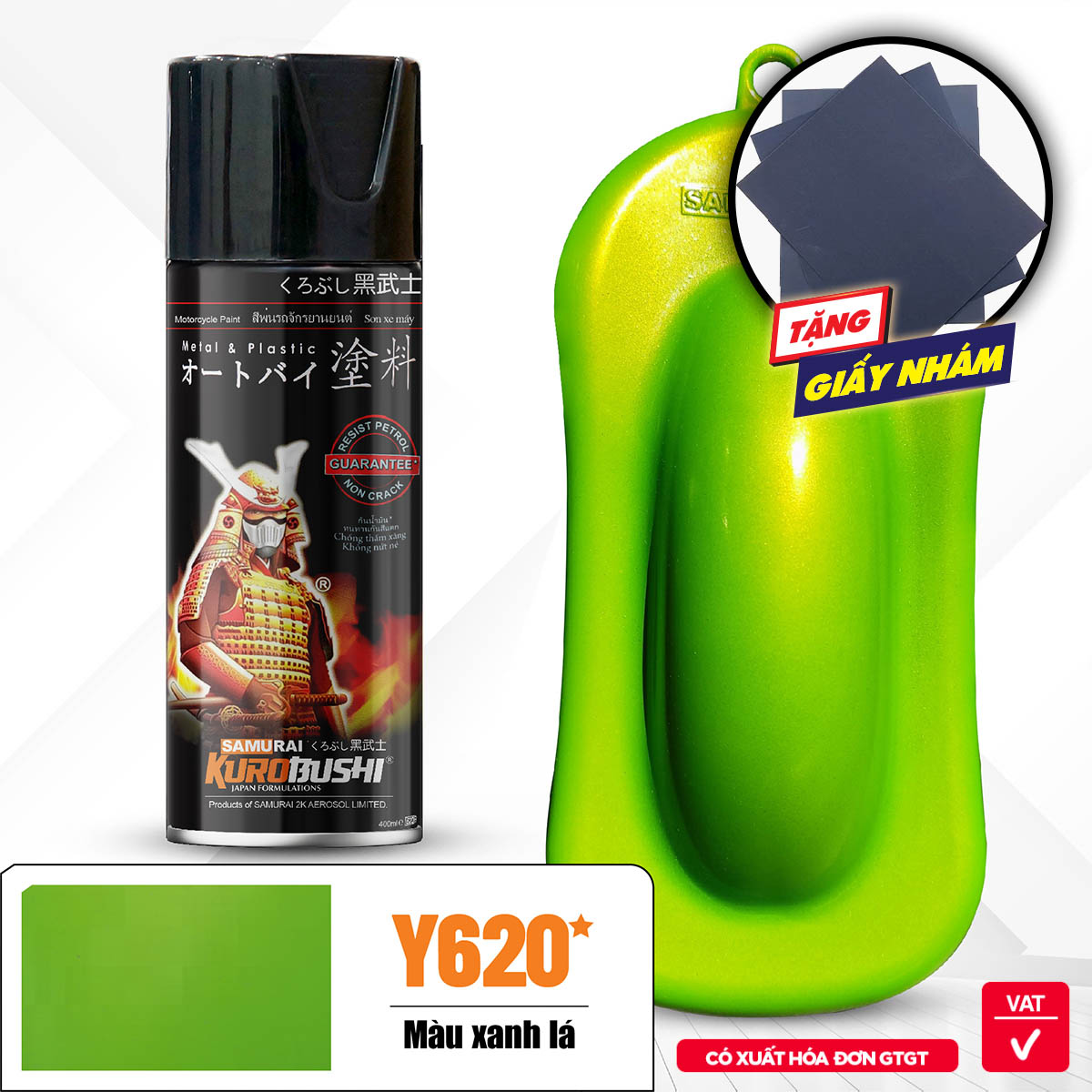 Sơn xịt Samurai Kurobushi - MÀU XANH LÁ Yamaha Y620 (400ml)