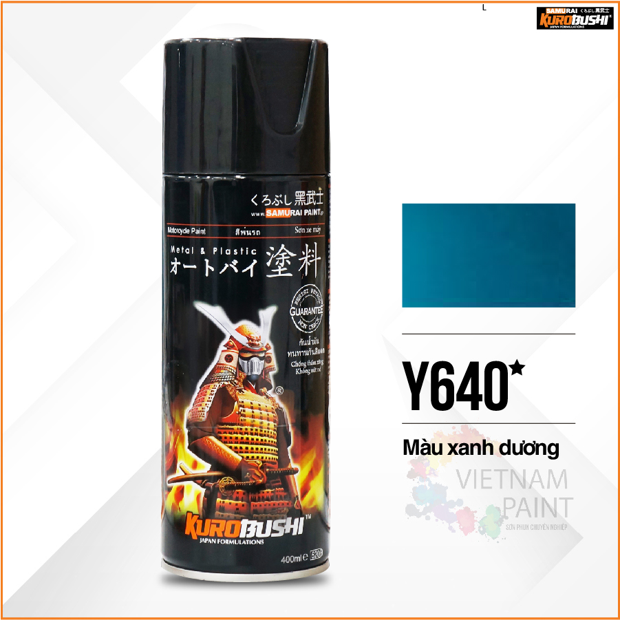 COMBO Sơn Samurai màu xanh dương Y640 gồm 4 chai đủ quy trình độ bền cao  (Lót  – Nền 124 - Màu Y640 - Bóng )