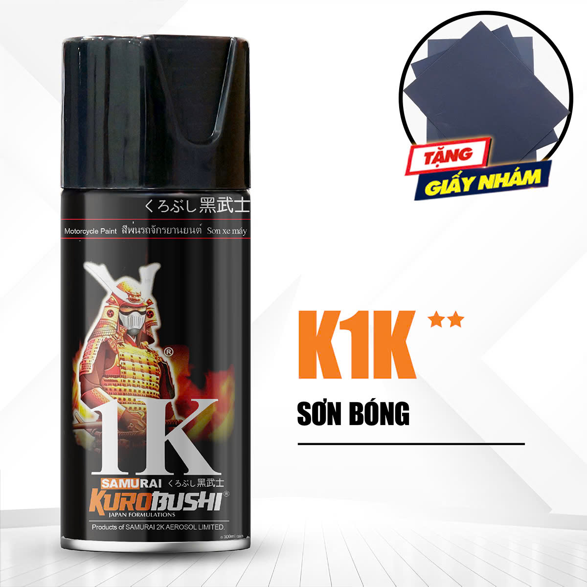 Sơn xịt Samurai Kurobushi - SƠN BÓNG K1K (300ml)