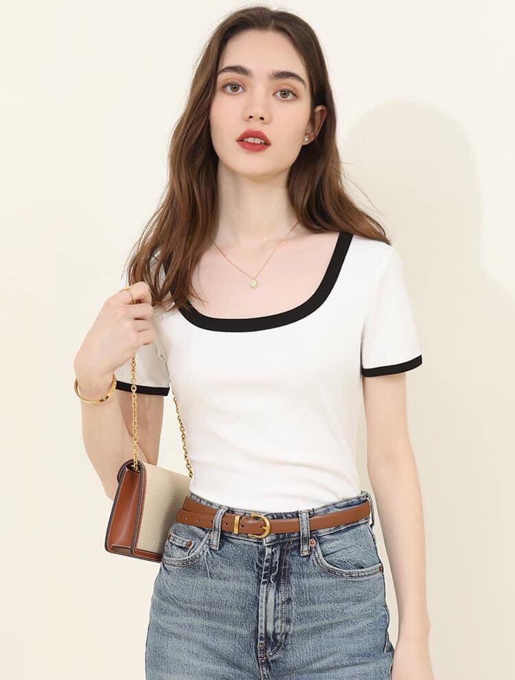 Áo thun cổ vuông-R27.1406