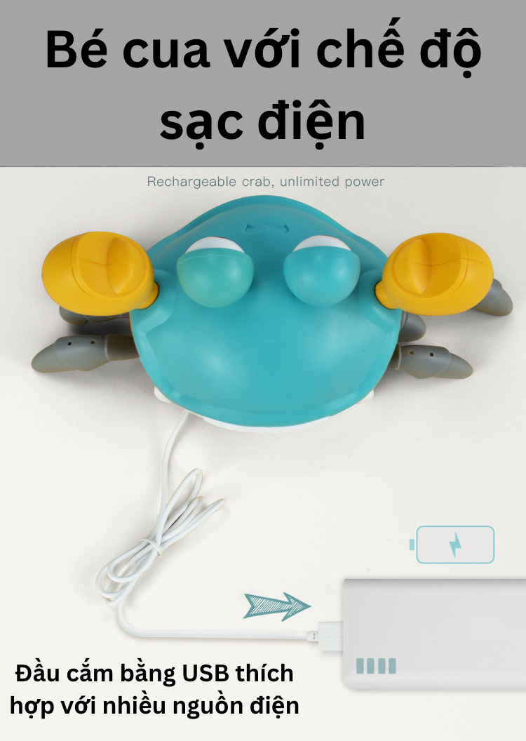 Đồ Chơi Cho Bé Con Cua Cảm Biến Biết Tự Động Chạy Trốn, Có Đèn Và Nhạc Vui Nhộn