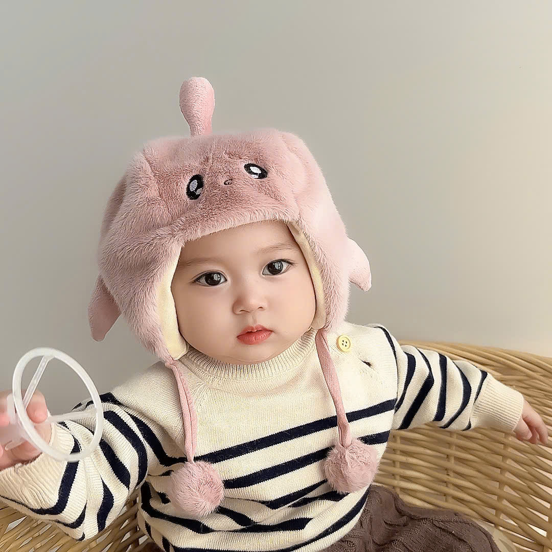 Nón Lông Cừu MẶT THÚ HÀI HƯỚC Có Dây Bảo Vệ Tai Dành Cho Bé
