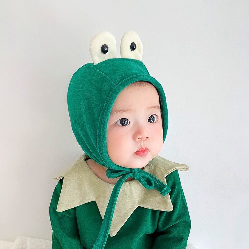 NÓN COTTON MẮT ẾCH CÓ DÂY ĐEO DỄ THƯƠNG CHO BÉ