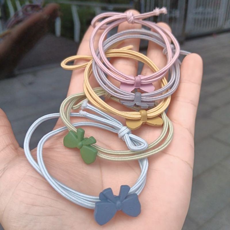 Thun Buộc Tóc Trơn Hình Nơ Màu Ngẫu Nhiên