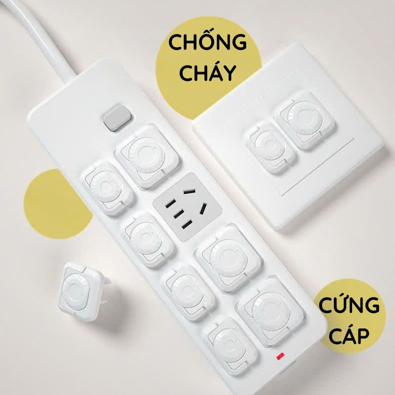 Nút Che Ổ Điện Khóa Xoay Set 6 Cái Bảo Vệ An Toàn Cho Bé