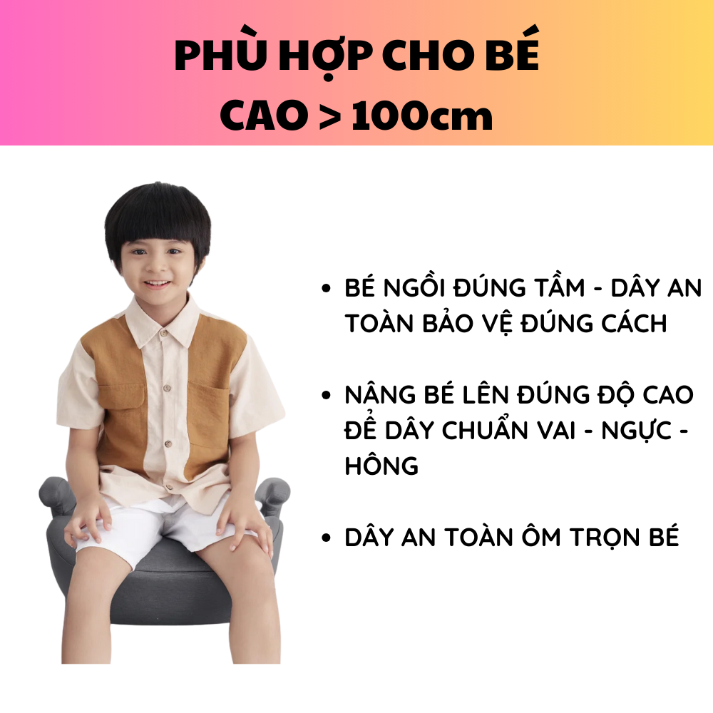 Ghế Ngồi Booster Ô Tô Cho Bé Chuẩn Quốc Tế Chính Hãng AYAEL BFL310 Đạt I-Size R129 (Cao trên 100cm)