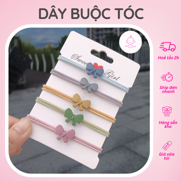 Thun Buộc Tóc Trơn Hình Nơ Màu Ngẫu Nhiên