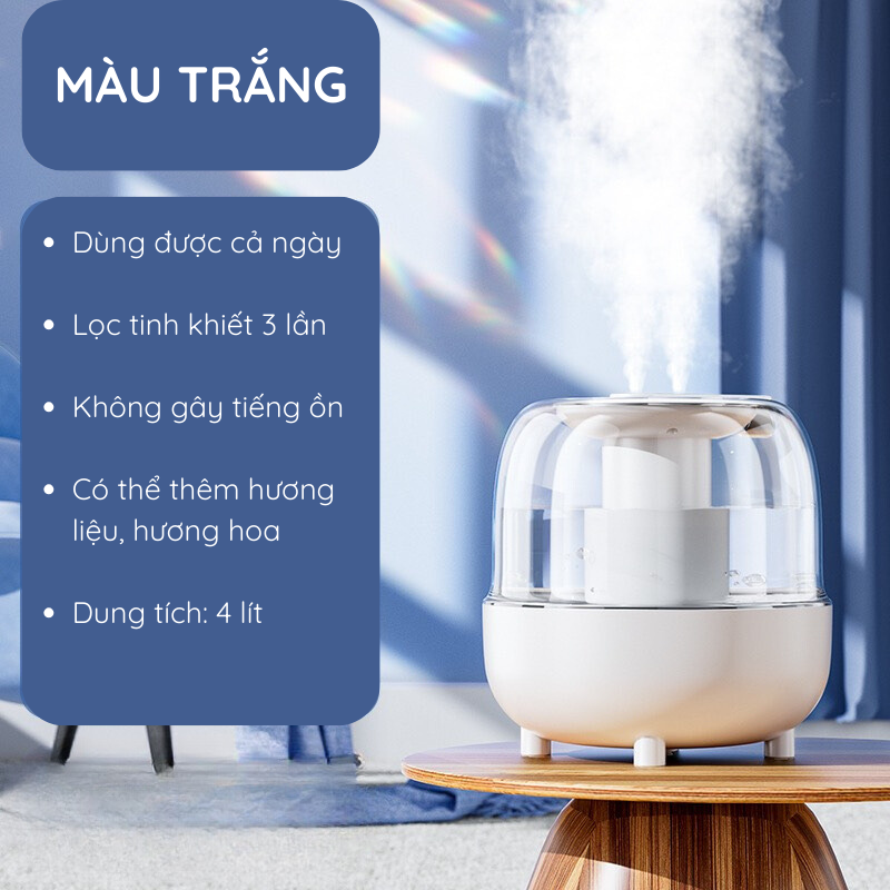 Máy Phun Sương Tạo Độ Ẩm Dung Tích Lớn Có Đèn