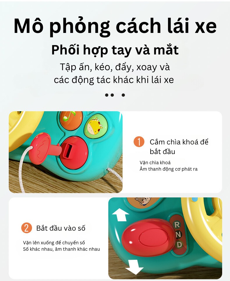 Đồ Chơi Mô Phỏng Vô Lăng Xe Ôtô Có Nhạc Và Đèn Vui Nhộn Kích Thích Sự Phát Triển Cho Bé