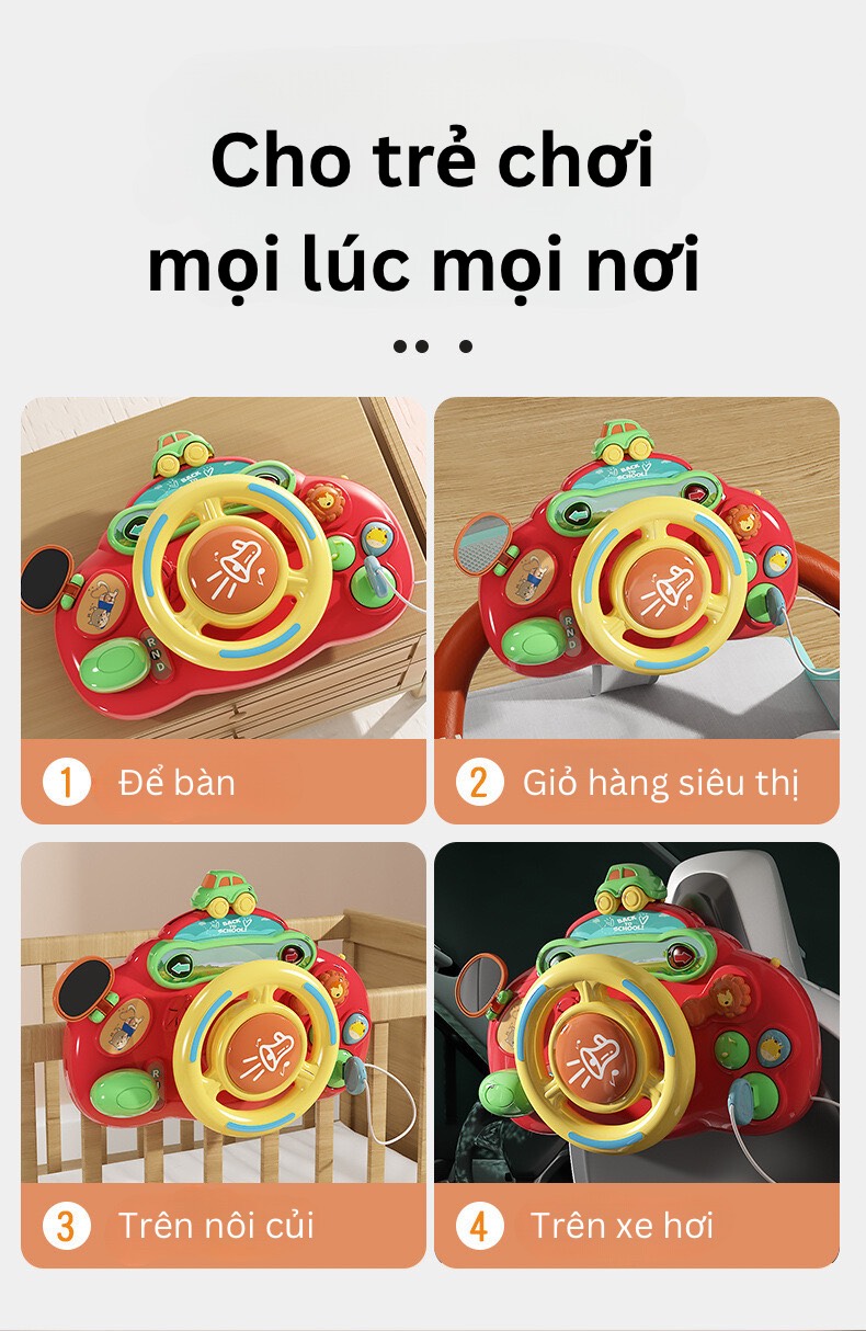 Đồ Chơi Mô Phỏng Vô Lăng Xe Ôtô Có Nhạc Và Đèn Vui Nhộn Kích Thích Sự Phát Triển Cho Bé