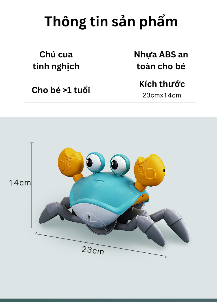 Đồ Chơi Cho Bé Con Cua Cảm Biến Biết Tự Động Chạy Trốn, Có Đèn Và Nhạc Vui Nhộn