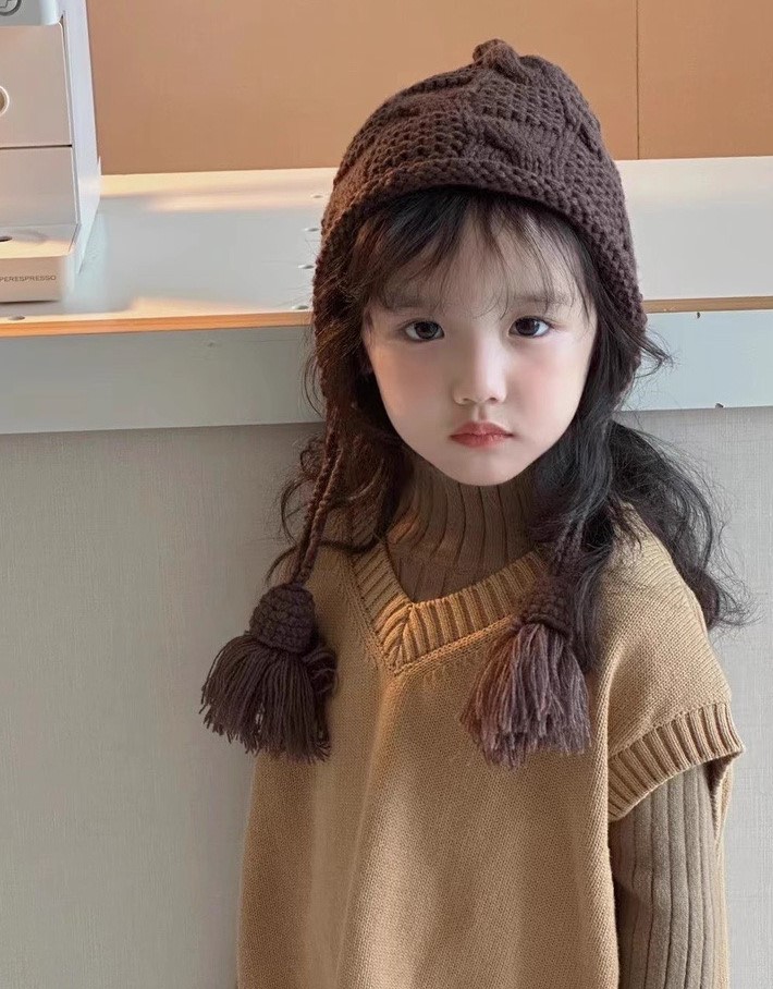 Mũ Nón Len Dệt Kim Cô Bé Bán Diêm Đáng Yêu Giữ Ấm Cho Bé