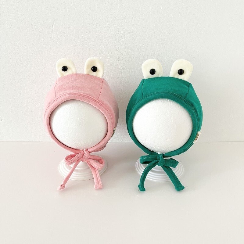 NÓN COTTON MẮT ẾCH CÓ DÂY ĐEO DỄ THƯƠNG CHO BÉ