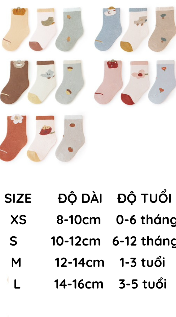 Tất Vớ Trơn Hoạt Hình Đáng Yêu Giữ Ấm Chân Cho Bé