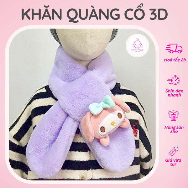 Khăn Choàng Cổ Mềm Mịn Hình Thú 3D Đáng Yêu Giữ Ấm Cho Bé