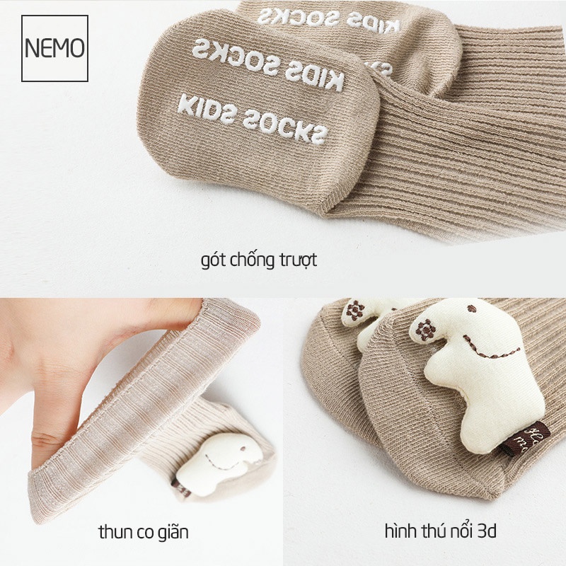 Tất vớ trẻ em cao cổ hình thú 3D Nemo