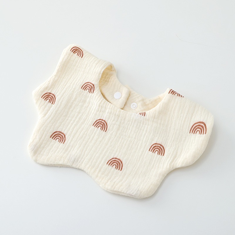 Yếm Cổ Tròn Xoay 360 Độ Cho Bé Bằng 6 lớp Cotton Thấm Hút Tốt An Toàn Cho Da Bé