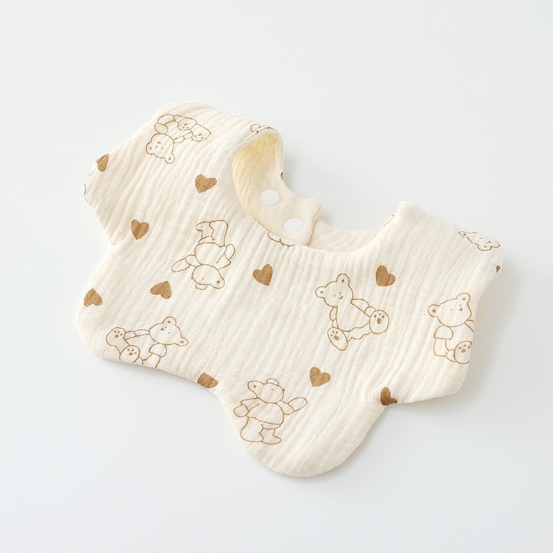 Yếm Cổ Tròn Xoay 360 Độ Cho Bé Bằng 6 lớp Cotton Thấm Hút Tốt An Toàn Cho Da Bé