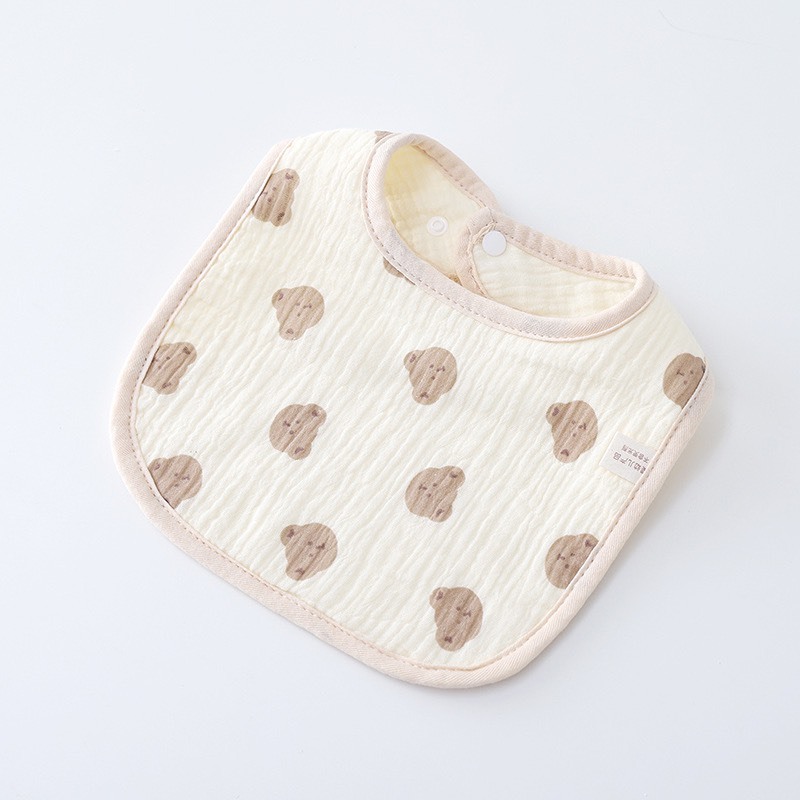 Yếm Cổ Tròn Xoay 360 Độ Cho Bé Bằng 6 lớp Cotton Thấm Hút Tốt An Toàn Cho Da Bé