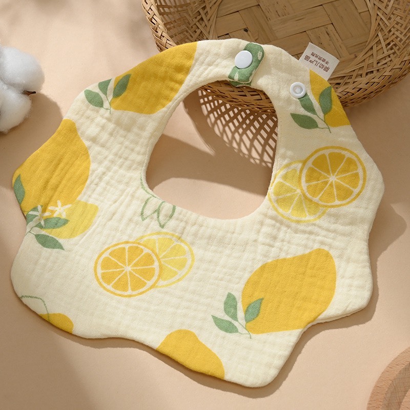 Yếm Cổ Tròn Xoay 360 Độ Cho Bé Bằng 6 lớp Cotton Thấm Hút Tốt An Toàn Cho Da Bé