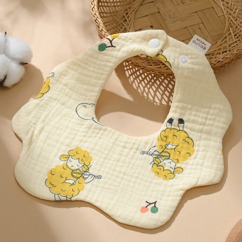 Yếm Cổ Tròn Xoay 360 Độ Cho Bé Bằng 6 lớp Cotton Thấm Hút Tốt An Toàn Cho Da Bé