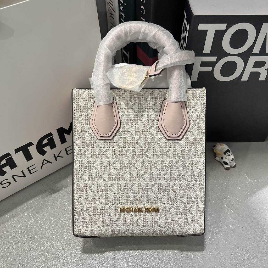 Túi Michael Kors Mercer Extra-Small Logo and Leather Rose Poudre Multi 35T1GM9C0I