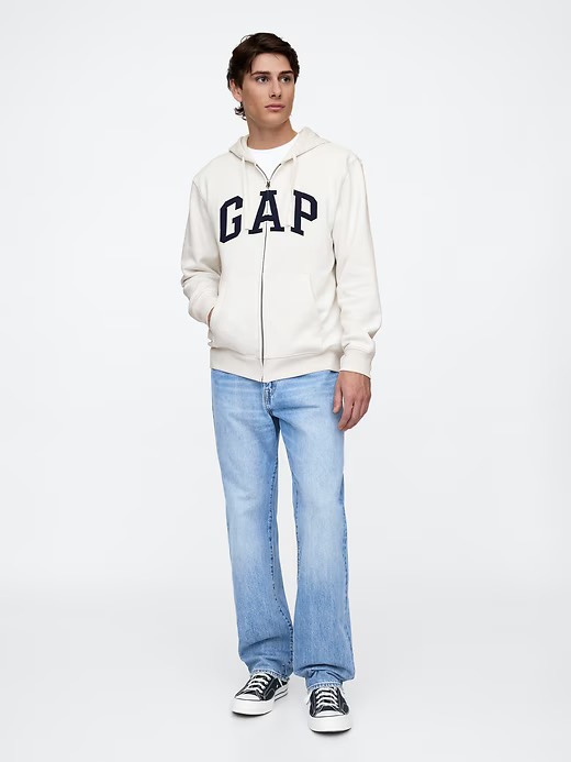 Áo GAP Relaxed Logo Zip Hoodie White 683050 02 1