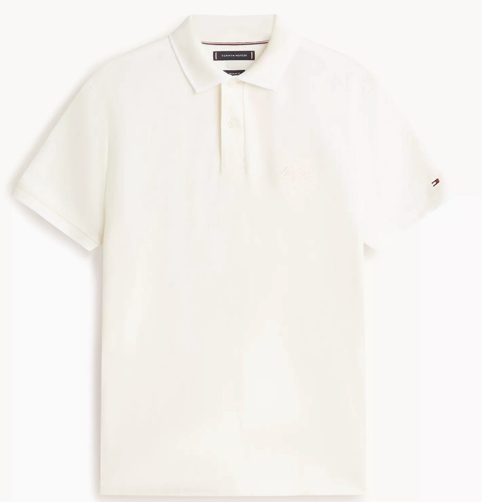 Áo Polo Tommy Hilfiger Regular Fit Script Logo Twill Ivory Petal MW41607 720