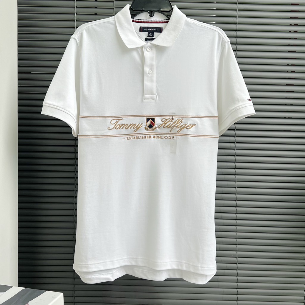 Áo Polo Tommy Hilfiger Regular Fit TH Script Interlock White 78JA894 100